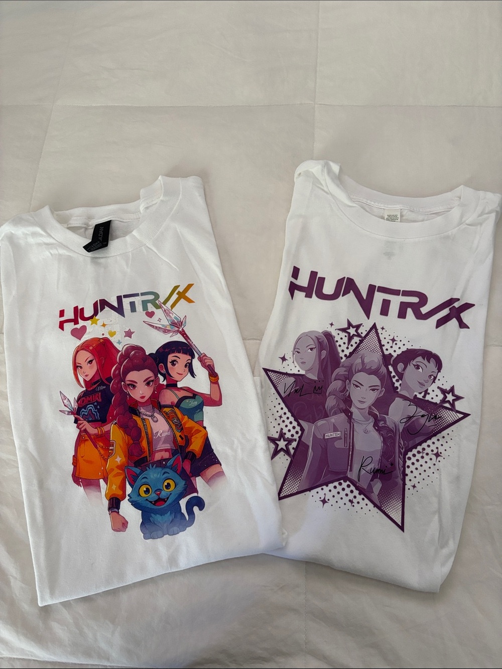 White Kids Graphic Tees with Multicolor & Purple Designs